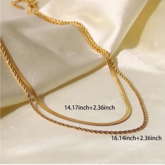 GOLD 14k Gold Plated 2pc Rope Necklace Set - Picture 3 of 3